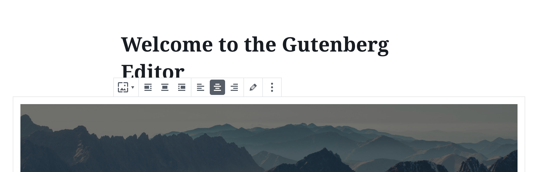 Toolbar component above an image block