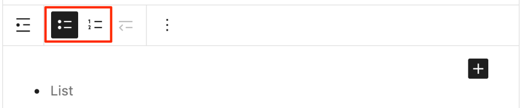 screenshot of the list block in action