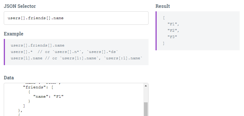 Retrieve Data from JSON – JSON Selector