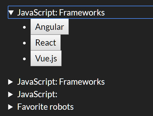Disclosure Toggle Menu Using HTML Details Element