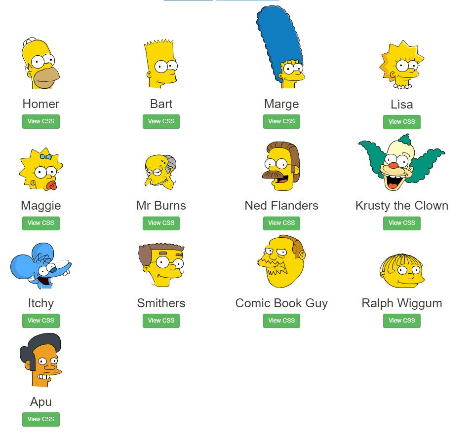 Simpsons Characters in Pure CSS (No SVG & Canvas)