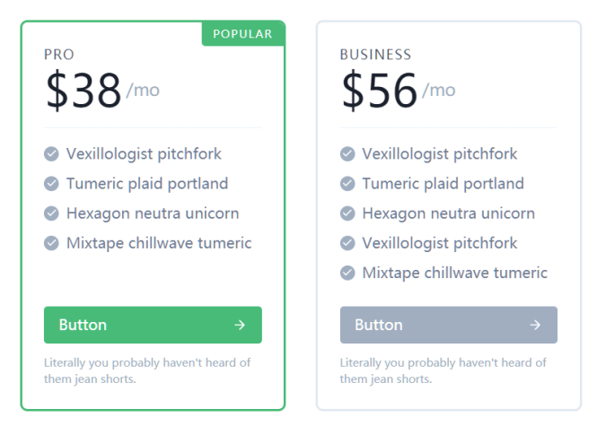 Tailblocks Pricing Table