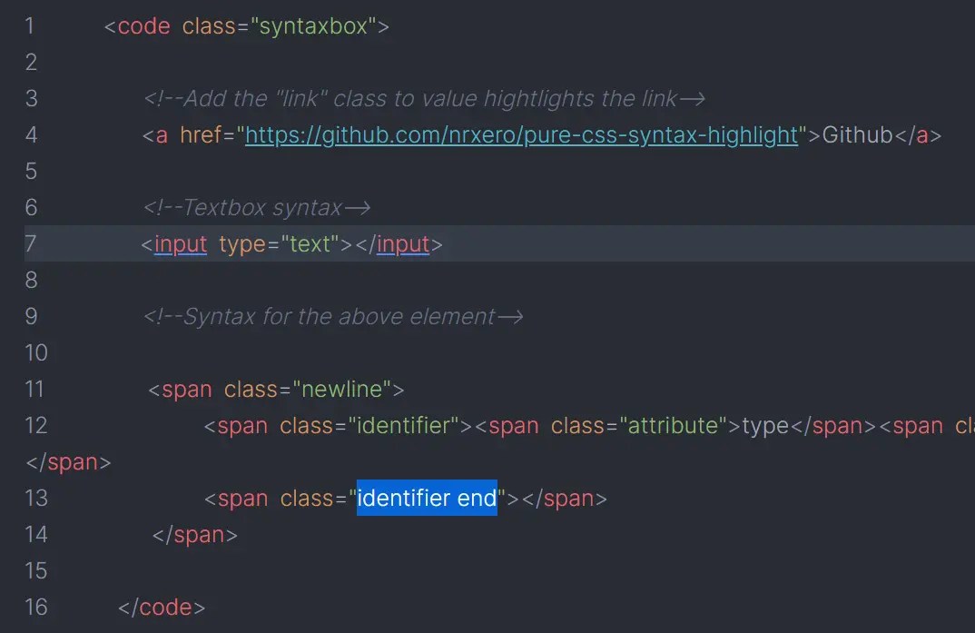CSS Only Syntax Highlighter