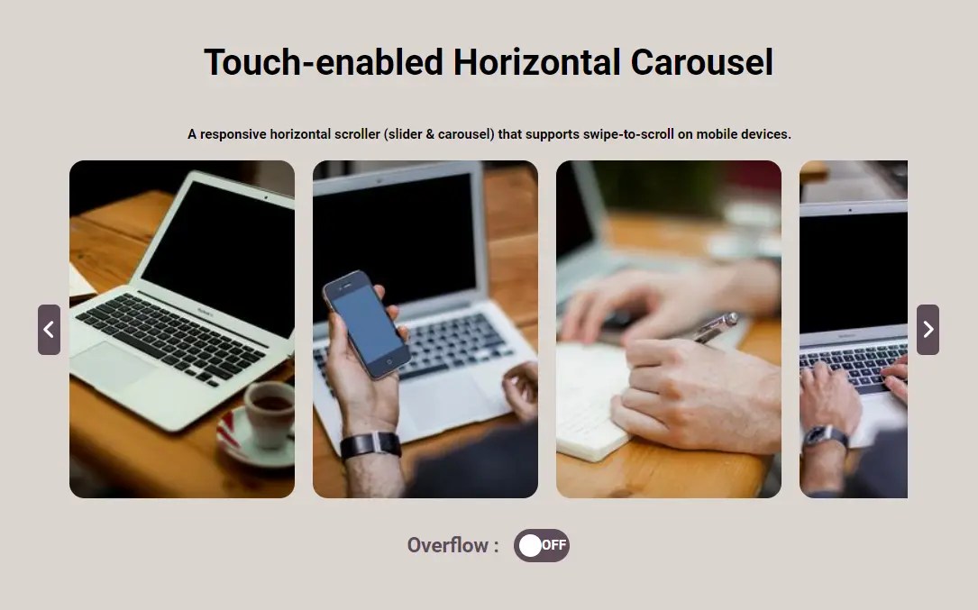 Touch-enabled Horizontal Carousel In Vanilla JavaScript