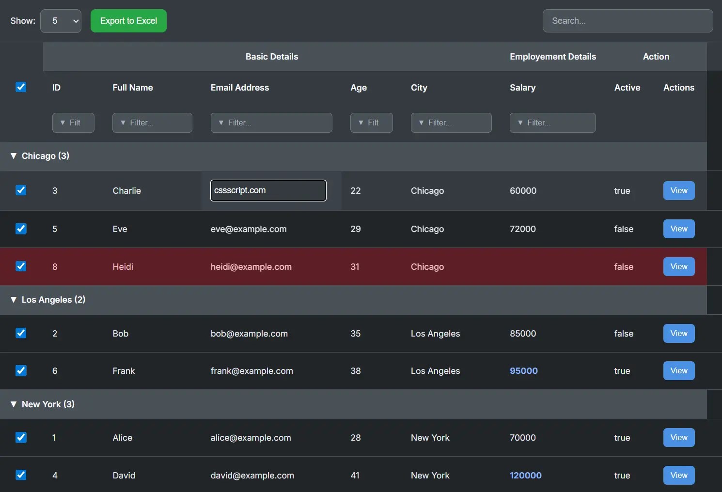 Feature-rich JavaScript Data Table Library – VikCraft Interactive Data Table