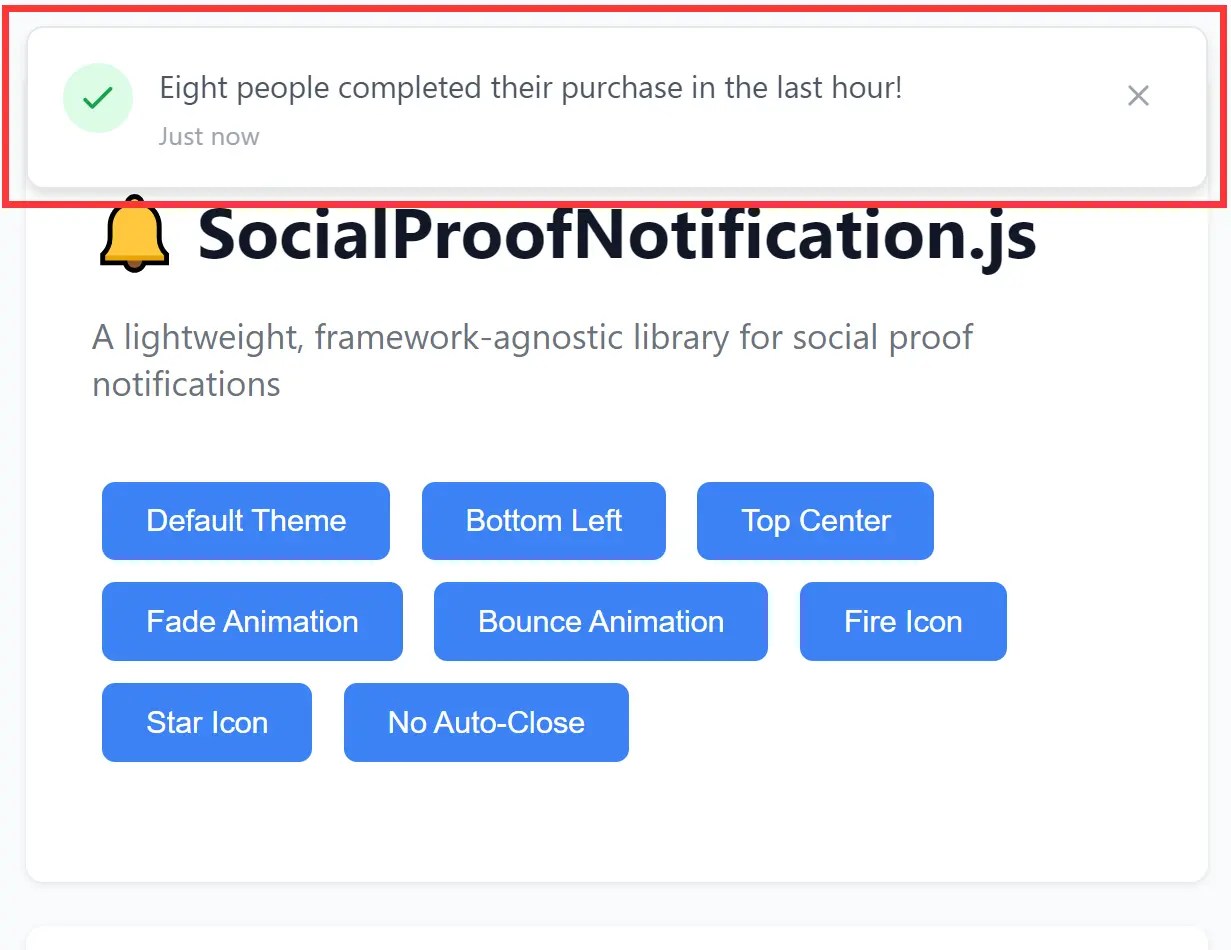 Lightweight Social Proof Notification Library for Websites – SocialProofNotification.js