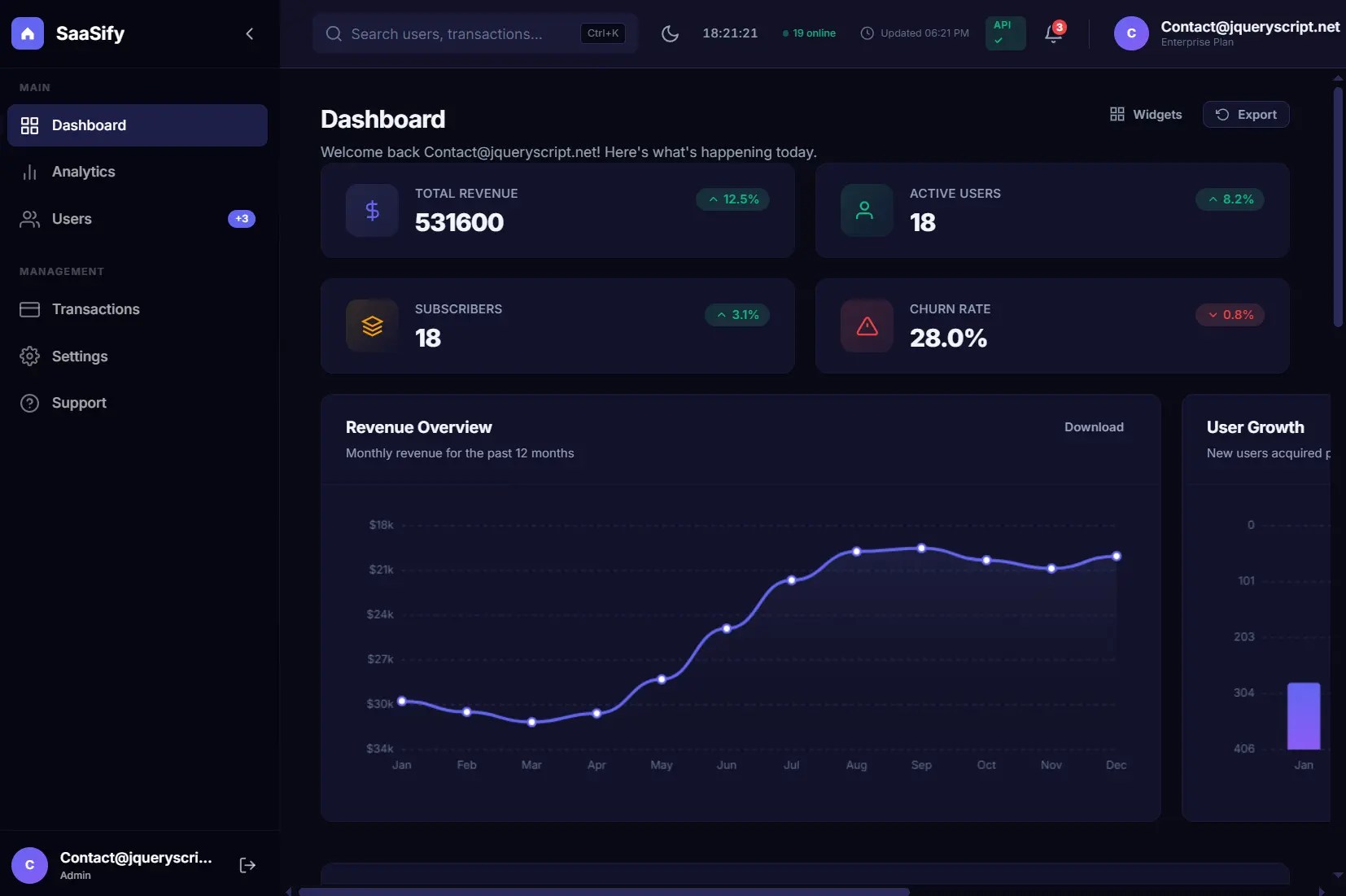 Vanilla SaaS Dashboard: A Framework-Free TypeScript Admin UI
