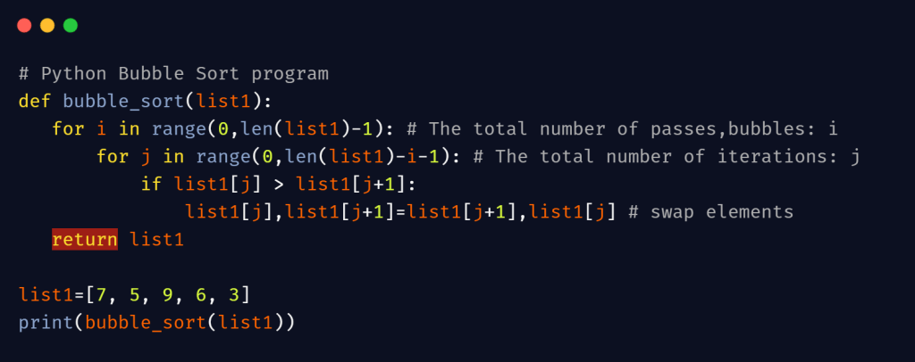 python bubble sort