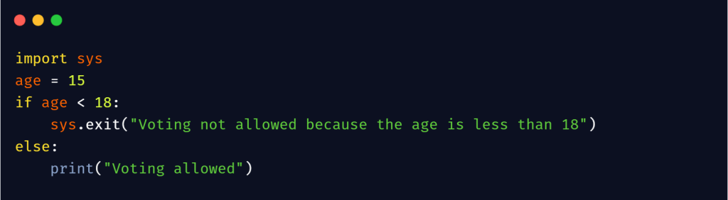 Sys.exit() Function in Python