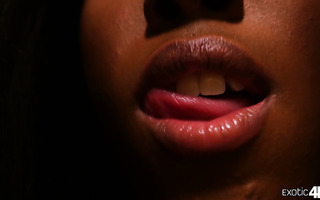 Zesty black teenager Ashley Pink pleases white hunk