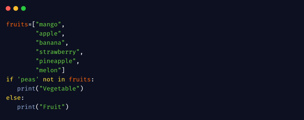 not not in python as membership operator