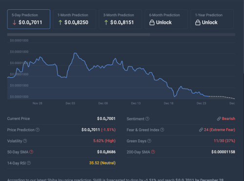 Shiba Inu End Of Year Predictions Remain Bearish, High Volatility Expected