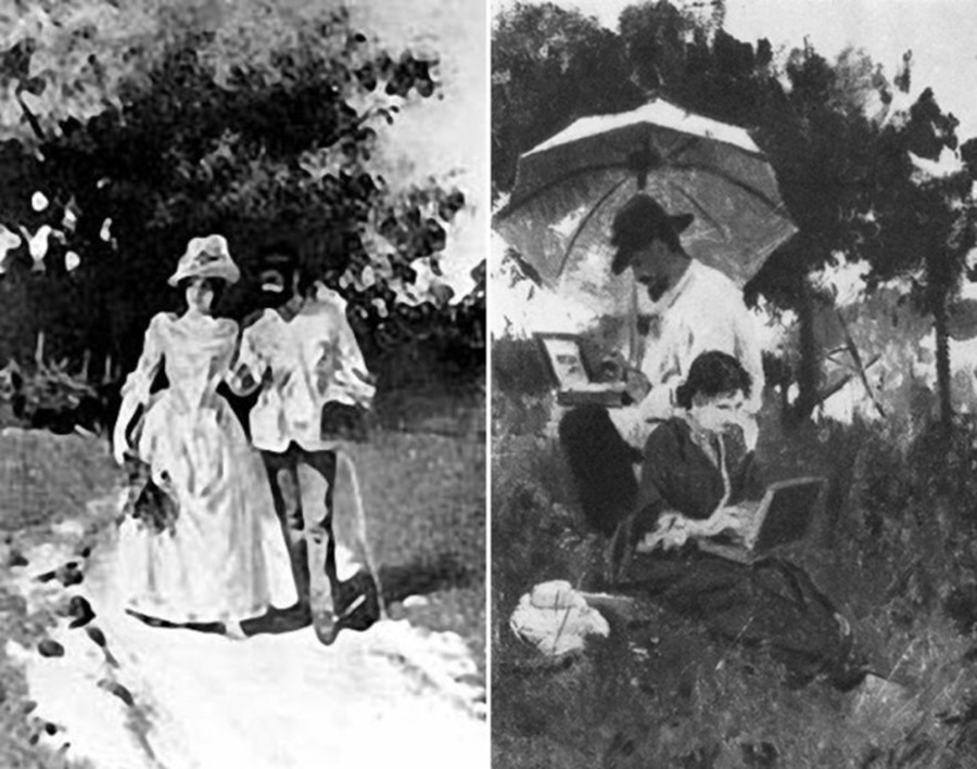 6 А. Степанов. Слева – И. Левитан и С. Кувшинникова на прогулке в Плесе. Справа – И. Левитан и С. Кувшинникова на этюдах, конец 1880-х гг..jpg 6 А. Степанов. Слева – И. Левитан и С. Кувшинникова на прогулке в Плесе. Справа – И. Левитан и С. Кувшинникова на этюдах, конец 1880-х гг..jpg