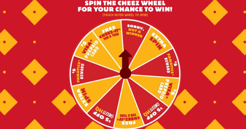 Example of Spin the Wheel from Cheez-It