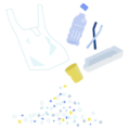 プラスチックごみとマイクロプラスチックのイラスト