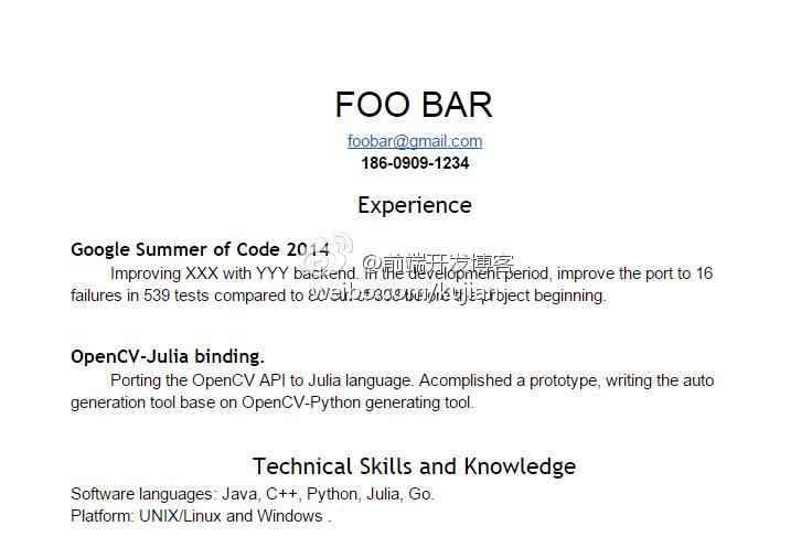 写好技术简历的47条原则