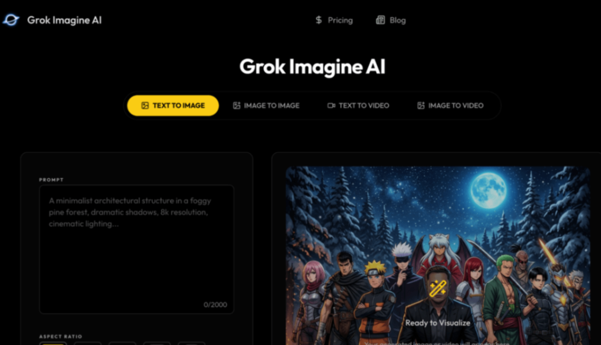 Grok Imagine AI screenshot and logo