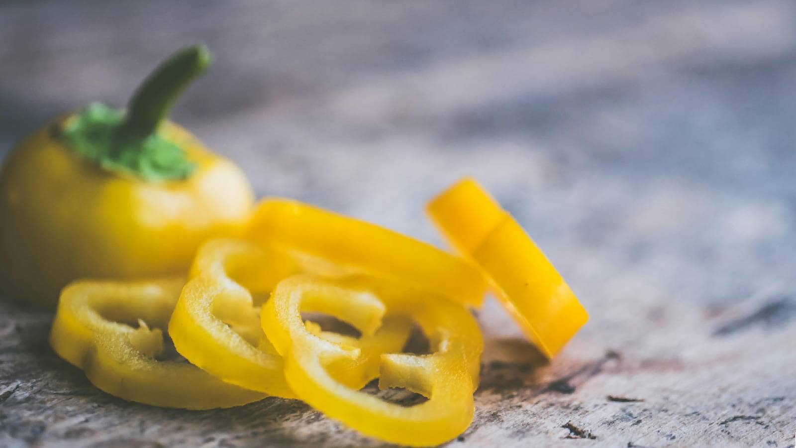 Yellow bell pepper cut up into slices