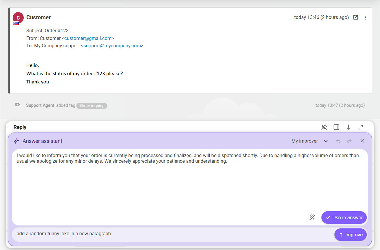 LiveAgent AI Answer Improver und Composer