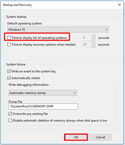 cancel Time to display list of operating systems box