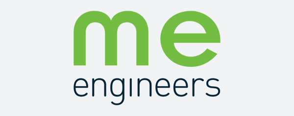 The image features the words "me engineers" with "me" in large green letters and "engineers" in smaller dark blue letters beneath it.