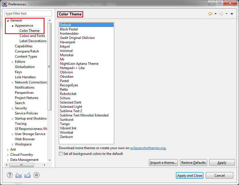 Eclipse Change Theme