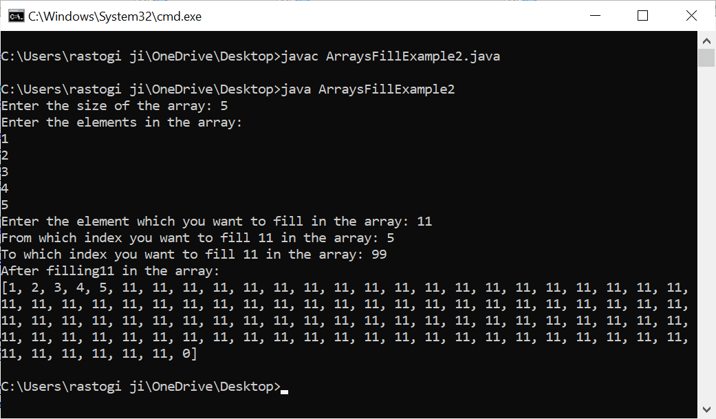 Java Arrays Fill