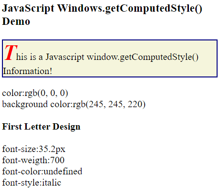 JavaScript windows getComputedStyle() Method