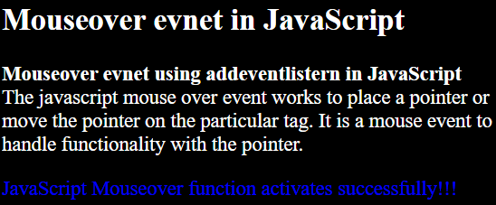 Mouseover function in javascript