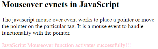Mouseover function in javascript