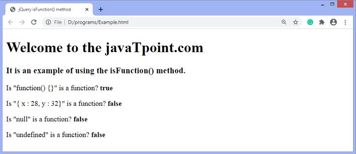 jQuery isFunction() method
