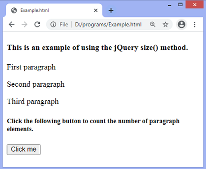 jQuery size() method