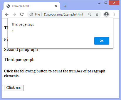 jQuery size() method