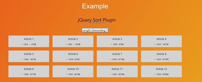 JQuery Sort
