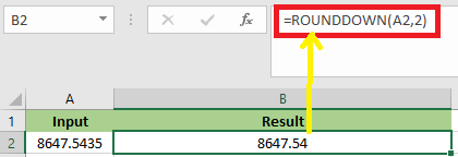 ROUNDDOWN Function in Excel