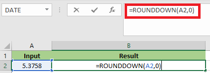 ROUNDDOWN Function in Excel