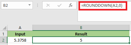 ROUNDDOWN Function in Excel