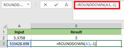 ROUNDDOWN Function in Excel