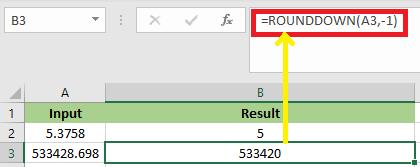 ROUNDDOWN Function in Excel