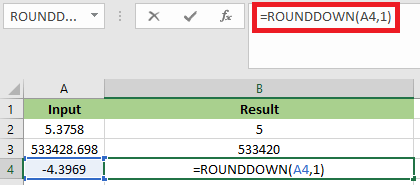 ROUNDDOWN Function in Excel
