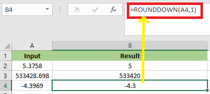 ROUNDDOWN Function in Excel