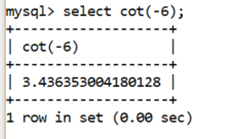 MySQL Math COT() Function