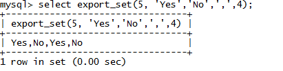 MySQL String EXPORT_SET() Function