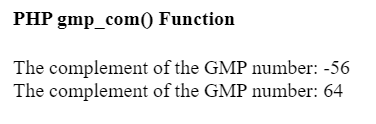PHP GMP gmp_com() Function