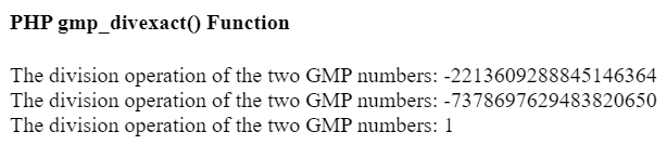 PHP gmp_divexact() Function