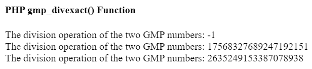 PHP gmp_divexact() Function