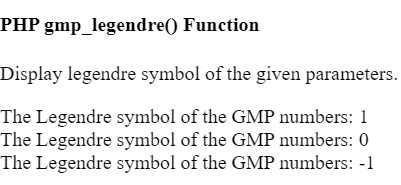 PHP gmp_legendre() Function