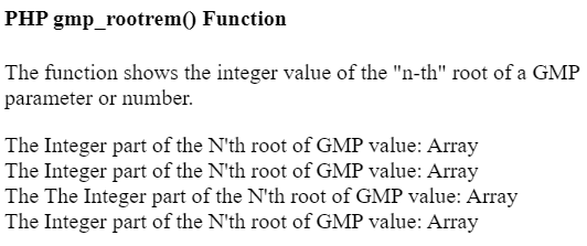 PHP gmp_rootrem() function