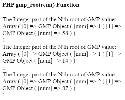 PHP gmp_rootrem() function
