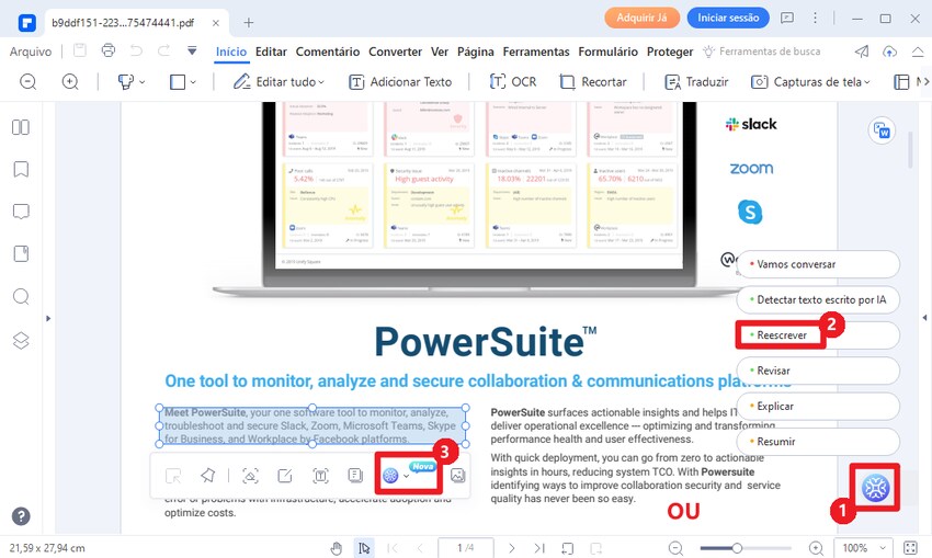 use o revisor de pdf